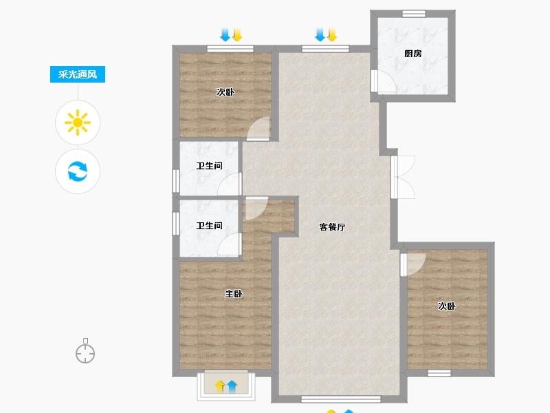 内蒙古自治区-包头市-建华左岸中心-97.06-户型库-采光通风