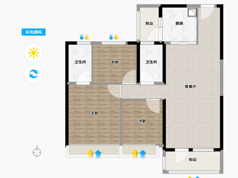 山东省-菏泽市-碧桂园铂悦城-118.00-户型库-采光通风