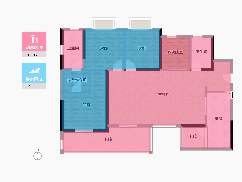 重庆-重庆市-凯德九章-113.00-户型库-动静分区