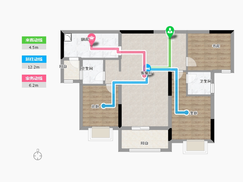 贵州省-遵义市-中梁壹号院-80.80-户型库-动静线