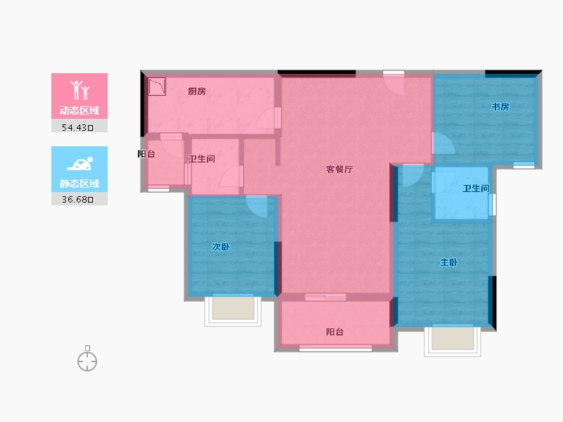 贵州省-遵义市-中梁壹号院-80.80-户型库-动静分区