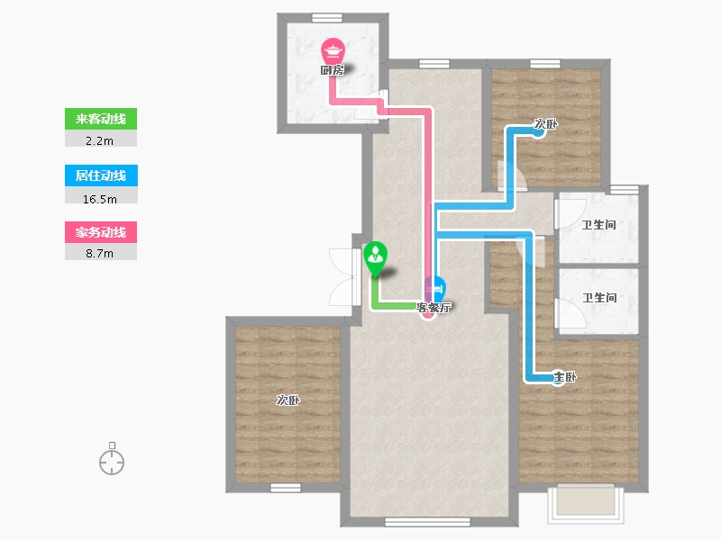 内蒙古自治区-包头市-建华左岸中心-93.57-户型库-动静线