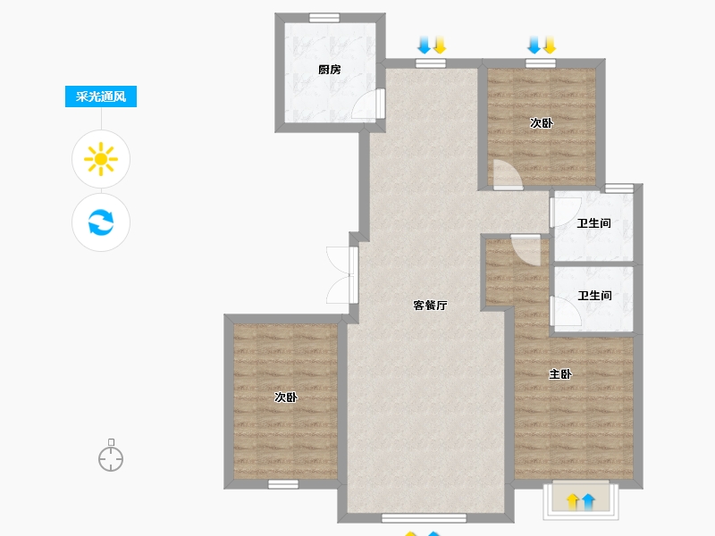 内蒙古自治区-包头市-建华左岸中心-93.57-户型库-采光通风