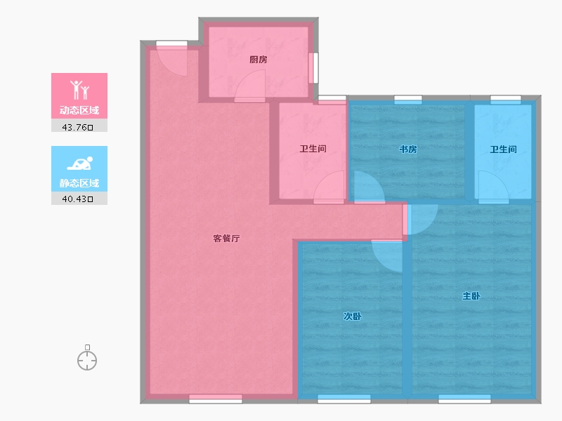 内蒙古自治区-包头市-建华左岸中心-75.08-户型库-动静分区