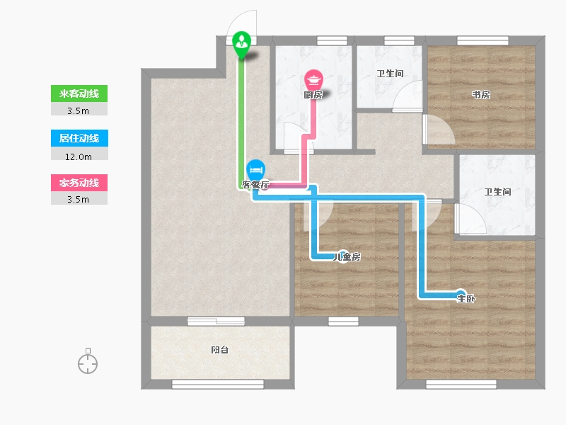 浙江省-金华市-巍山新天地-74.41-户型库-动静线