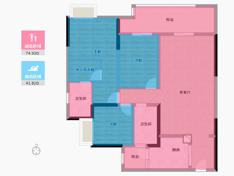 重庆-重庆市-凯德九章-103.50-户型库-动静分区