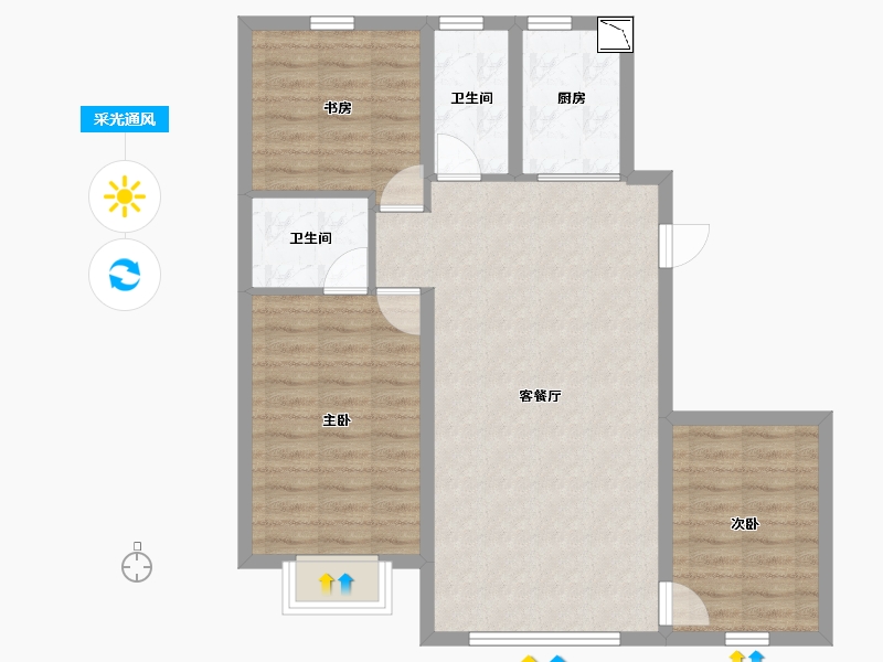 内蒙古自治区-包头市-建华左岸中心-80.65-户型库-采光通风