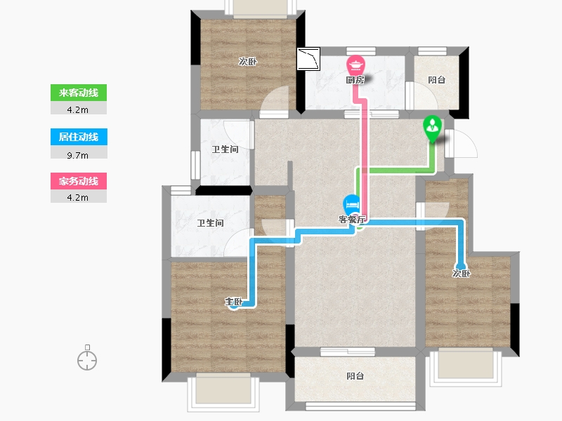 重庆-重庆市-金融街・九龙金悦府-69.10-户型库-动静线