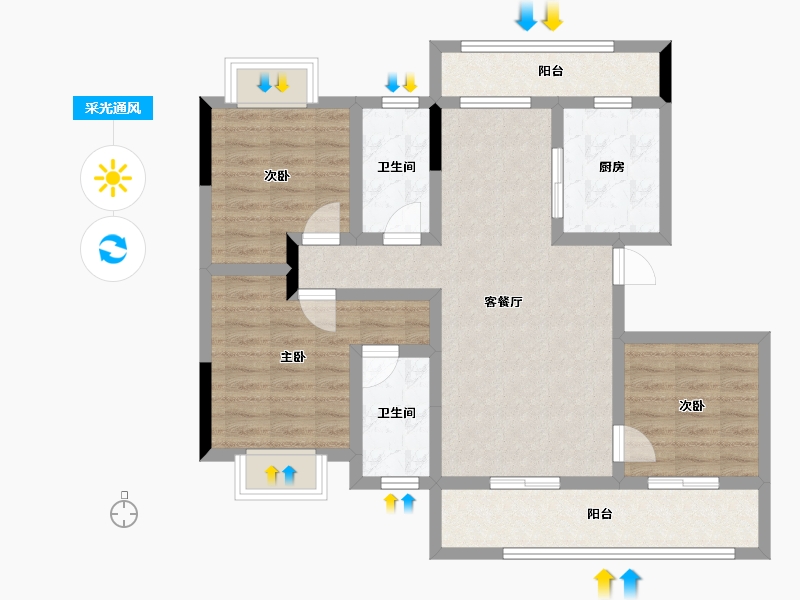 贵州省-遵义市-首府壹号-85.58-户型库-采光通风