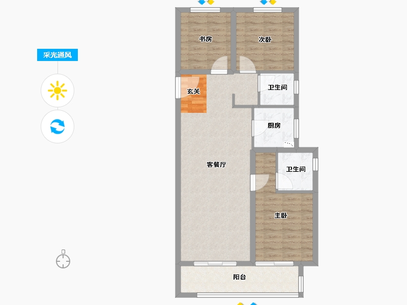 河北省-廊坊市-金辉优步水岸-84.00-户型库-采光通风