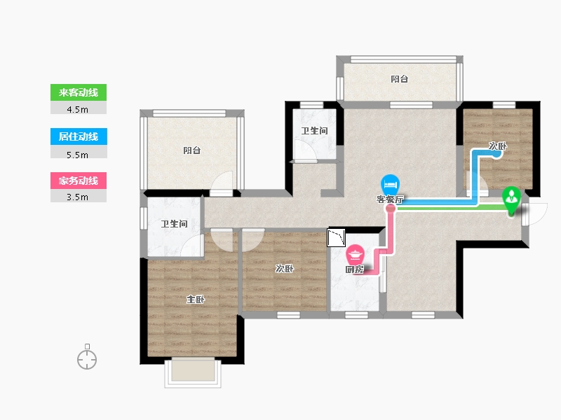 广西壮族自治区-南宁市-龙湖春江天越-88.64-户型库-动静线