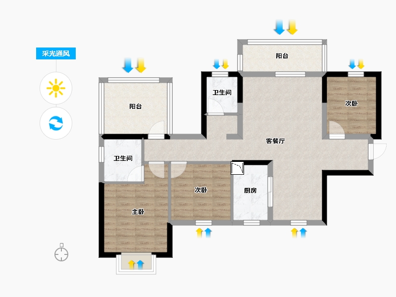 广西壮族自治区-南宁市-龙湖春江天越-88.64-户型库-采光通风