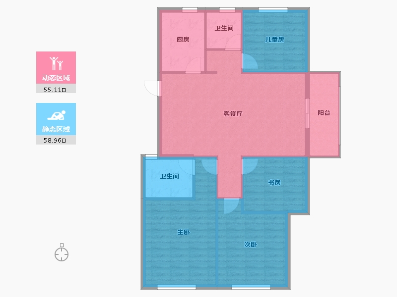 浙江省-金华市-巍山新天地-104.42-户型库-动静分区