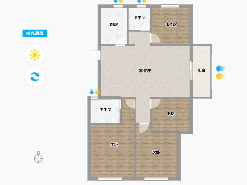 浙江省-金华市-巍山新天地-104.42-户型库-采光通风