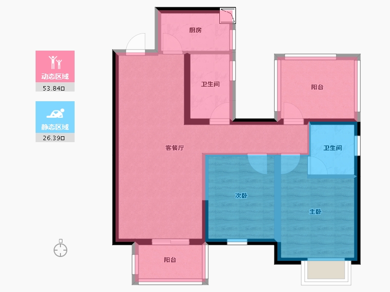 广西壮族自治区-南宁市-龙湖春江天越-70.42-户型库-动静分区