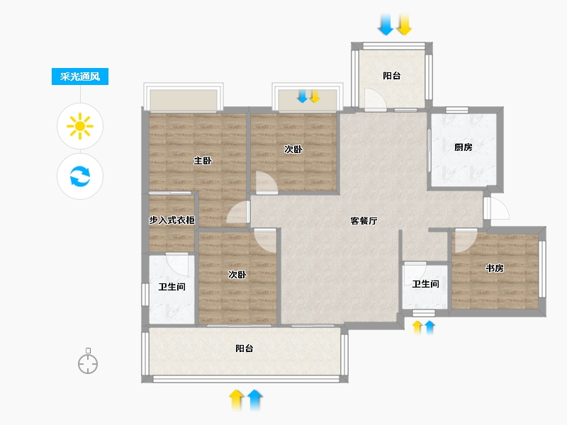 四川省-成都市-金都华庭-104.03-户型库-采光通风