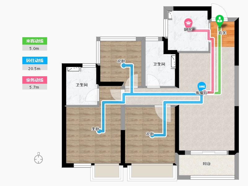 浙江省-杭州市-万科四季都会-77.03-户型库-动静线