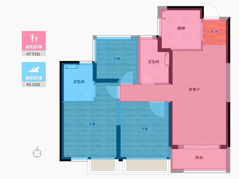 浙江省-杭州市-万科四季都会-77.03-户型库-动静分区