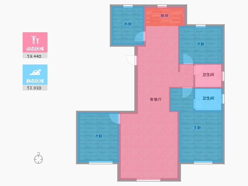 内蒙古自治区-包头市-建华左岸中心-102.72-户型库-动静分区