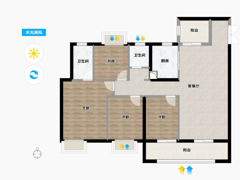 湖南省-长沙市-金地兰亭樾-105.09-户型库-采光通风