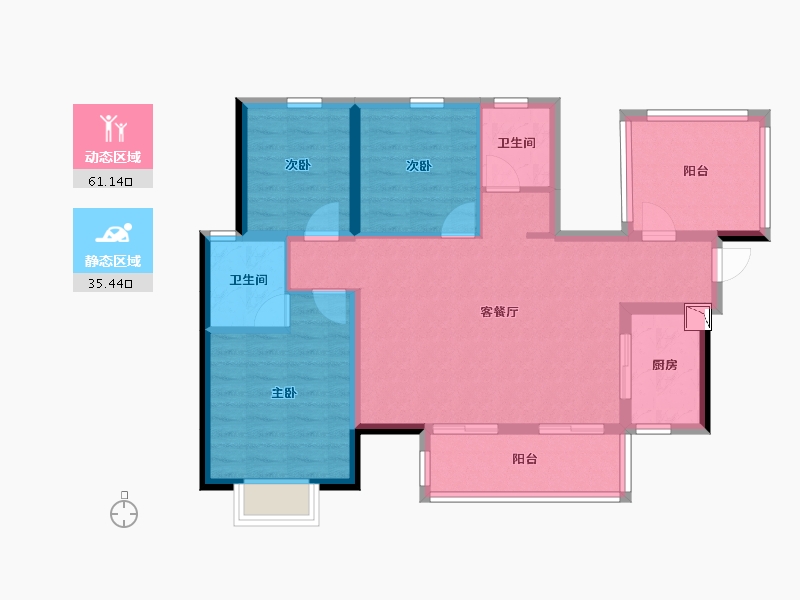 广西壮族自治区-南宁市-龙湖春江天越-86.00-户型库-动静分区