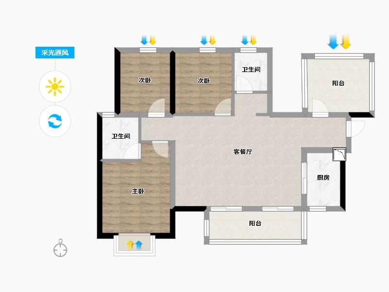 广西壮族自治区-南宁市-龙湖春江天越-86.00-户型库-采光通风