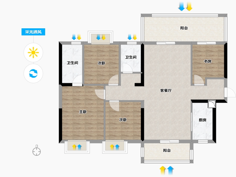 广西壮族自治区-南宁市-云玺台-108.00-户型库-采光通风