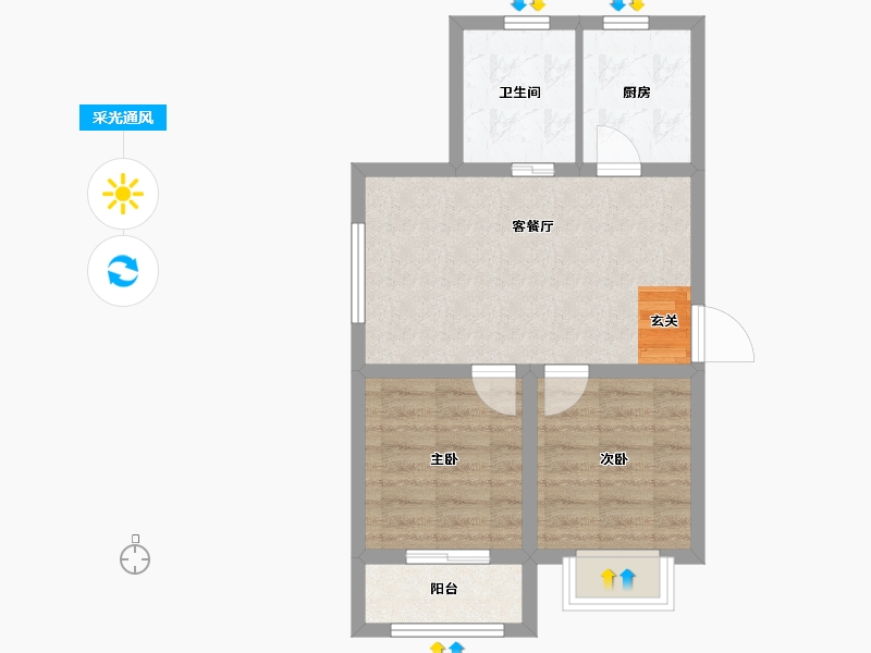 河北省-廊坊市-花香小镇二期-50.09-户型库-采光通风