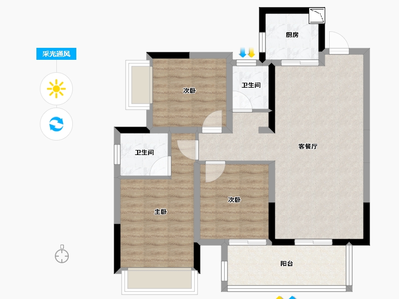 广西壮族自治区-南宁市-东鼎雍和府-77.98-户型库-采光通风