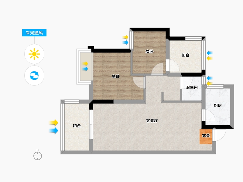 广西壮族自治区-柳州市-大唐观邸-61.10-户型库-采光通风