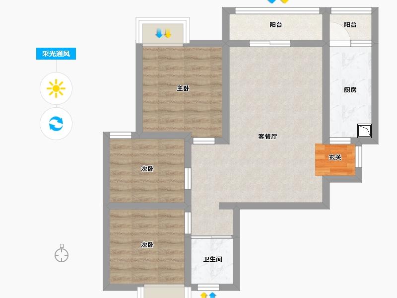 四川省-成都市-自在轩-63.91-户型库-采光通风