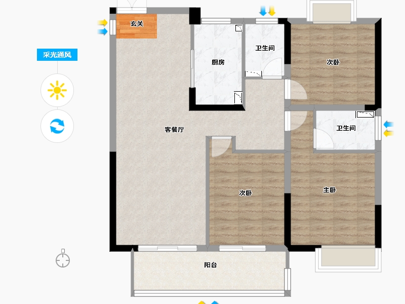 江苏省-常州市-铂悦时代-102.00-户型库-采光通风