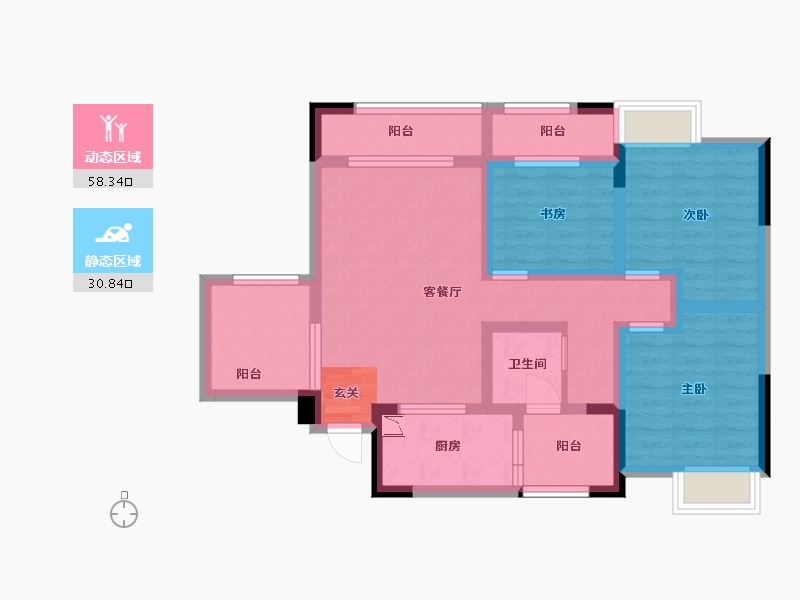 四川省-成都市-泰美蓝山小区-77.49-户型库-动静分区