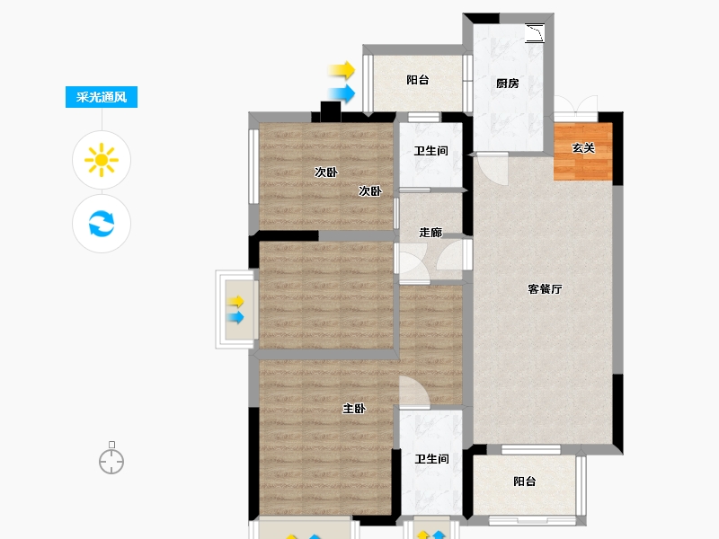 四川省-成都市-成锦熙锦5号-90.30-户型库-采光通风