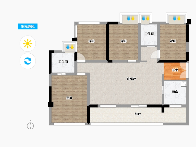 四川省-成都市-成锦熙锦5号-102.65-户型库-采光通风