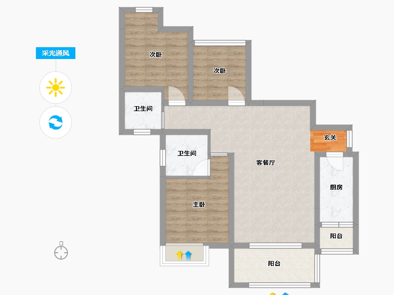 四川省-成都市-自在轩-77.13-户型库-采光通风