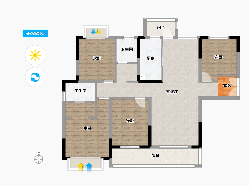 四川省-成都市-卓越云际-108.37-户型库-采光通风