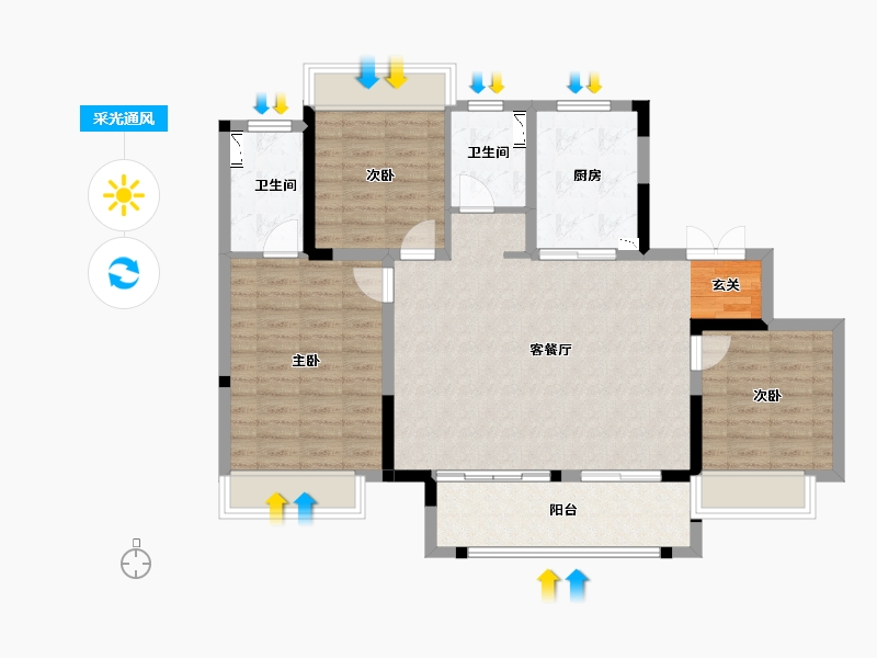 江苏省-常州市-蓝光雍锦园-96.24-户型库-采光通风