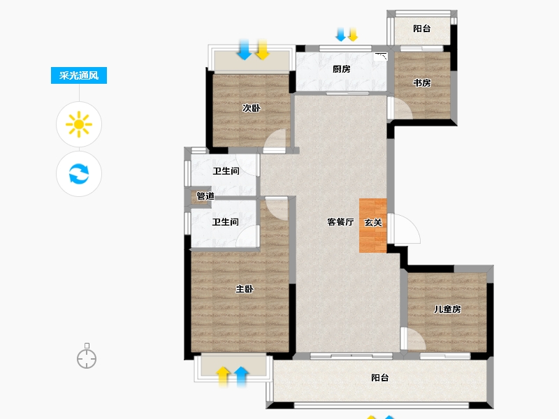 江苏省-常州市-书香世家花园-102.00-户型库-采光通风