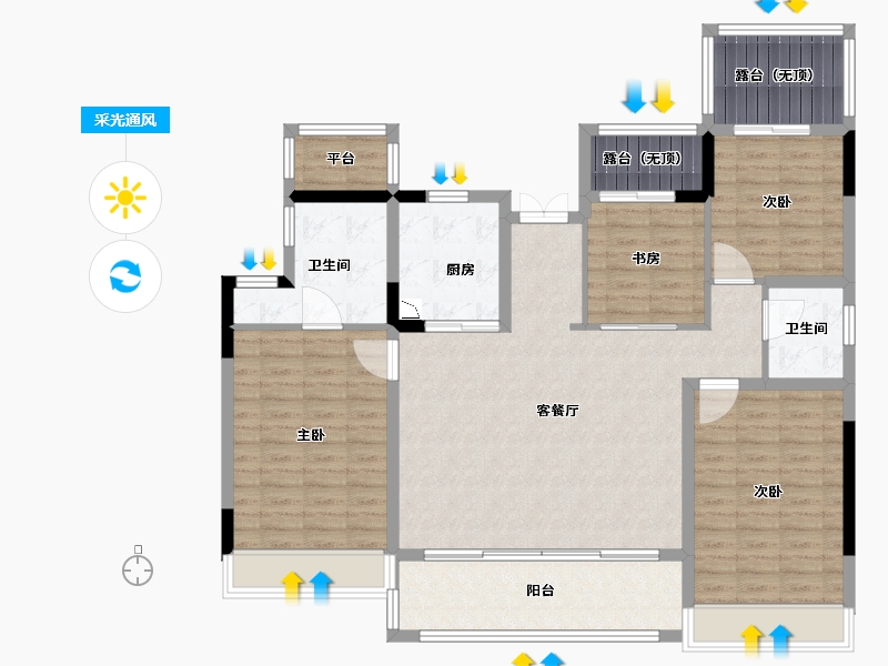 河南省-郑州市-金地滨河风华-127.21-户型库-采光通风