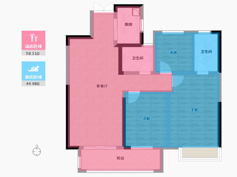 湖北省-荆州市-荆州吾悦广场-92.00-户型库-动静分区