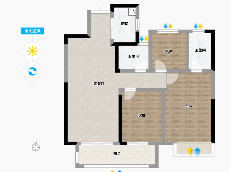 湖北省-荆州市-荆州吾悦广场-92.00-户型库-采光通风