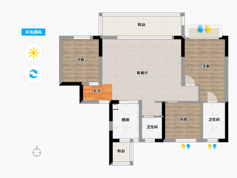 四川省-成都市-新力东园-92.77-户型库-采光通风