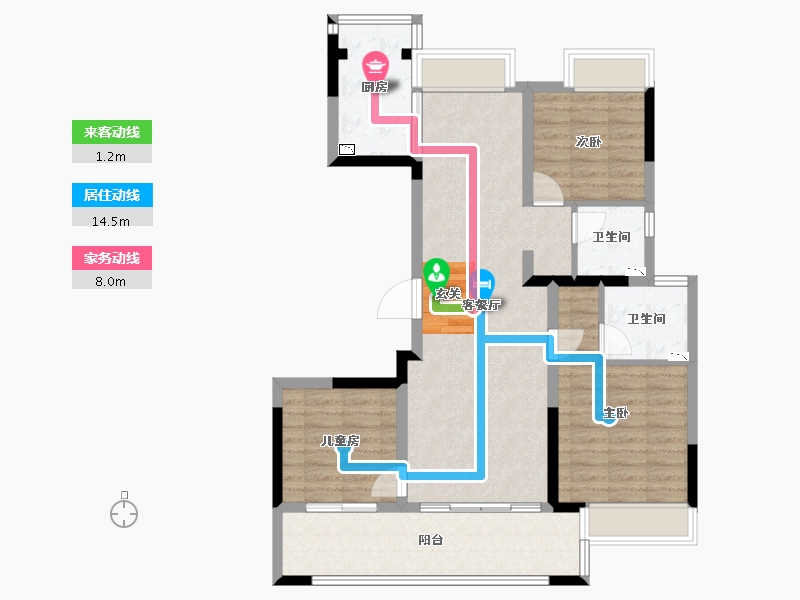 江苏省-常州市-书香世家花园-92.00-户型库-动静线