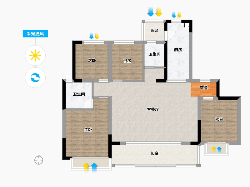 四川省-成都市-新力东园-110.80-户型库-采光通风