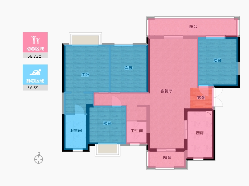 四川省-成都市-卓越云际-111.67-户型库-动静分区