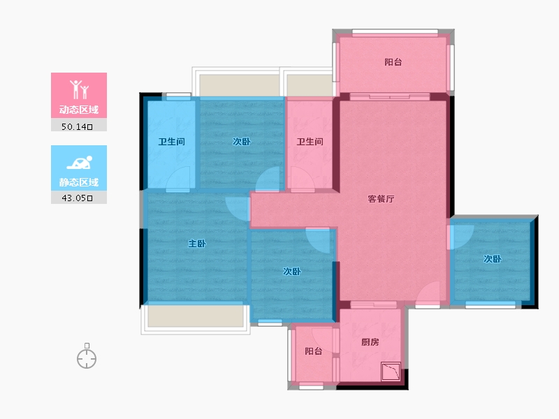 广东省-湛江市-蓝天花园-82.91-户型库-动静分区