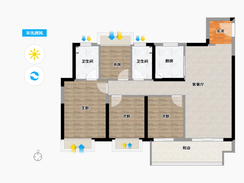 江苏省-常州市-新城汇隽-104.00-户型库-采光通风