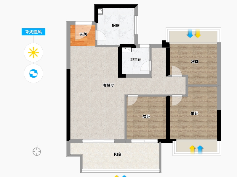 江苏省-常州市-新城汇隽-74.00-户型库-采光通风