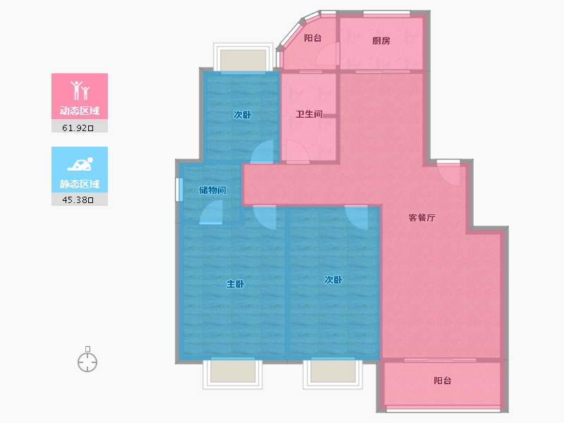 湖南省-长沙市-麓谷明珠-98.22-户型库-动静分区